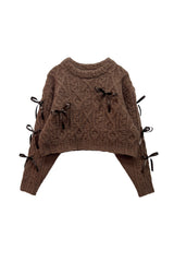 WHIMSICAL WOOL RIBBONE KNIT / BROWN