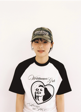 Webhouse ガールフォーエバーラグランTシャツ - ブラック/ホワイト