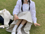 frill square blouse