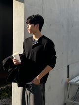 Solis Henley Neck Long Sleeve Knit Tee (4 Colors)