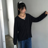 Tier V-neck Loose Fit Long Cardigan