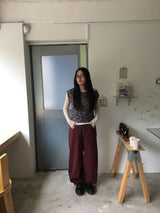 Plum wide cotton pants (1color)