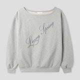 Rainy Lettering Off-Shoulder Sweatshirt