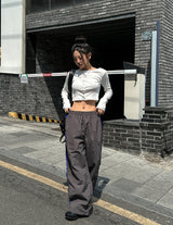 Cami Side Color Matching String Nylon Pants