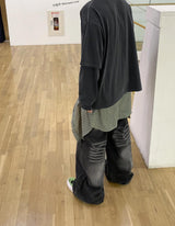 No.0849 ブラックミルクウォッシングワイドデニムパンツ
