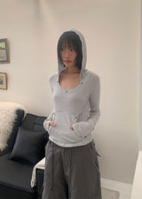 RIVET STRIPE HOOD TEE