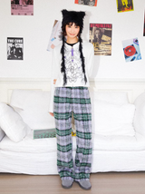 Plaid thickened woolen casual trousers