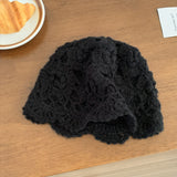 Lovely lace flower pattern handmade knit cap