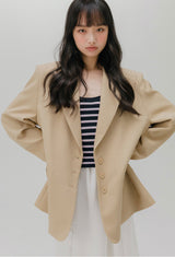 THREE BUTTON BLAZER (BEIGE)