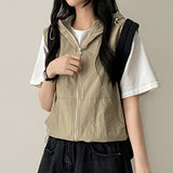 Long Pup Big Hooded Anorak String Hooded Windbreaker Vest Zip-up
