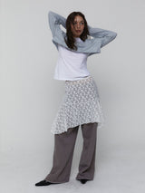 Floral Lace Midi Skirt_White
