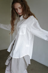 Seersucker check shirt, White
