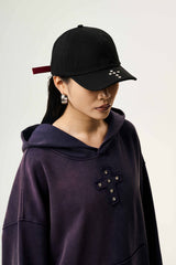 STUDDED CROSS UNISEX BLACK CURVED BRIM EMBROIDERED BASEBALL CAP