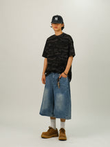 RT Side Pintuck Denim Bermuda Pants 