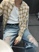 [S/S] ルーズフィットチェックシャツ(3color)