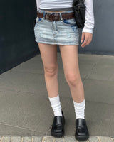 Micro low denim skirt
