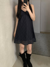 Brinny check chiffon sleeveless dress
