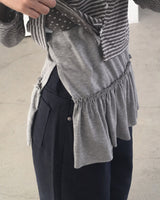 Koorin Frill Shirring Layered Slit Sleeveless Dress