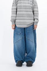 Lable Incision Line Wide Denim