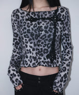 ラフゴシッククロスパッチカーディガン - leopard