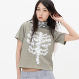 Lace Bone Angel Tee - Khaki