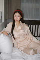 Beige kt Silk Pajama Set