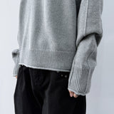 ワイドフィットドロップショルダーニットトップス