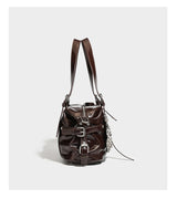 Leopard Print Studded Biker Tote Bag
