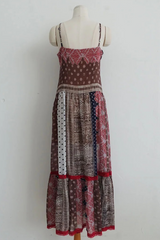 ETHNIC PATCHWORK LACE MAXI DRESS