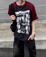 パンク ラグラン 半袖Tシャツ