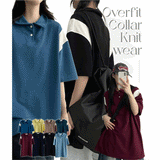 Foreva City オーバーサイズ フィットカラー ニットウェア 半袖 T シャツ