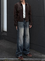 Luen Contrasted leather jacket