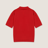 CROPPED MINIMAL KNITTED POLO SHIRT (RED)