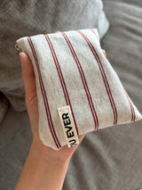 Twin stripe flat pouch - brown , S size