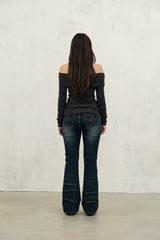 st off shoulder t (black)