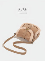 Suede Leather Fleece Poggle Bag Belted Women's Shoulder Bag Fleece Bag
