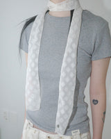 Diamond sheer lace scarf_ white