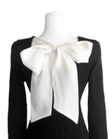 monette back ribbon satin point knit top