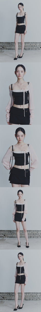 HEART RIBBON TOP black