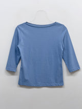 Boatneck Cotton Three Quarter T-shirt