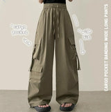 Send-banding two-pocket cargo wide pants