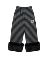 STRIPED FUR KITTEN WIDE SWEAT PANTS BLACK(CV2GFFPA01A)