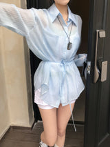 Back Note Back Strap Oversized Long Sleeve Shirt