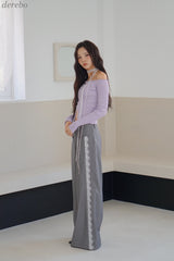 lace pocket wide slacks