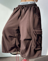 HIP LONG POCKET PARACHUTE CARGO BERMUDA 🤎🩶🖤🤍4COLOR