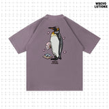 グラシアアニマルズミネラルパープルデニムウォッシュドヘビーウエイトTシャツ（King Penguin）