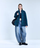 87-STAN080 Neutral Farm OverFit Pocket Long-Sleeved Check Shirt