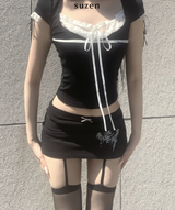 Dotoni Lace Ribbon Top