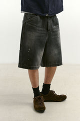 エイジスプラッターカーペンターデニムショーツ(Washed Black)