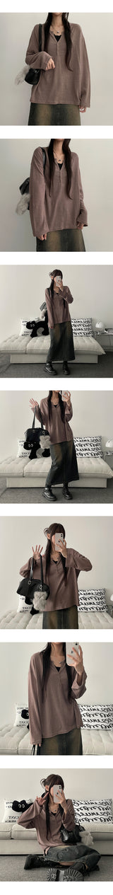 ミンキーリネンV長袖Tシャツ